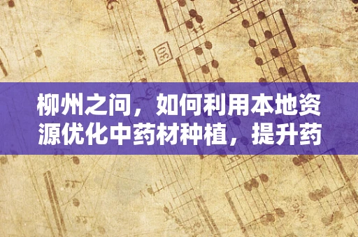 柳州之问，如何利用本地资源优化中药材种植，提升药剂研发效率？