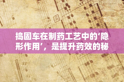 捣固车在制药工艺中的‘隐形作用’，是提升药效的秘密武器吗？