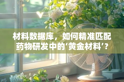 材料数据库，如何精准匹配药物研发中的‘黄金材料’？