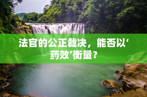 法官的公正裁决，能否以‘药效’衡量？
