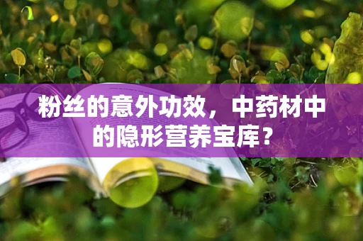 粉丝的意外功效，中药材中的隐形营养宝库？